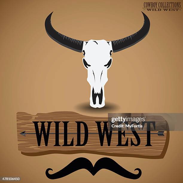 cowboy collections - the buffalo skull. - animal skull stock illustrations