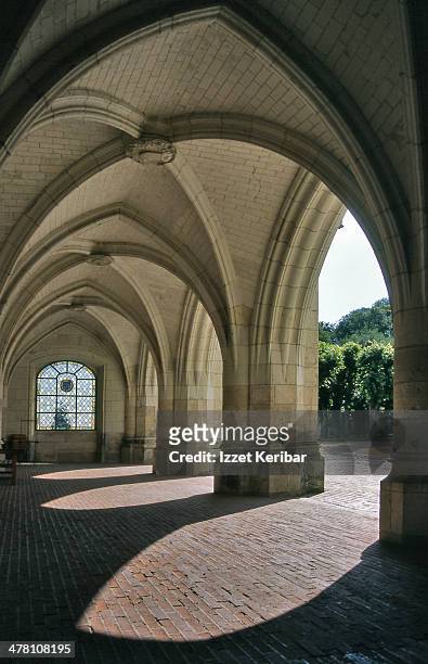 arches inside the court of amboise castle - amboise stock pictures, royalty-free photos & images