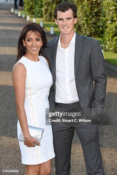 Jamie Murray and Alejandra Gutierrez attend the Vogue and Ralph Lauren Wimbledon party at The Orangery on June 22, 2015 in London, England.