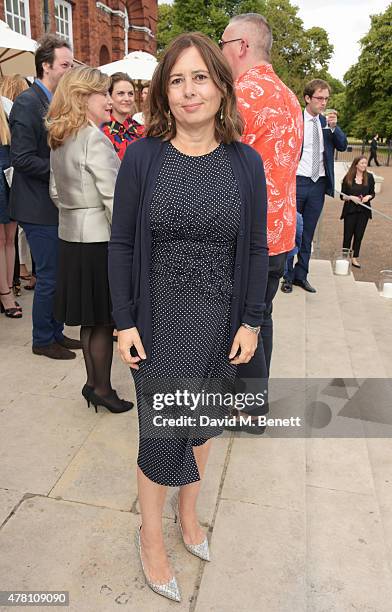 Alexandra Shulman attends The Ralph Lauren & Vogue Wimbledon Summer Cocktail Party hosted by Alexandra Shulman and Boris Becker at The Orangery at...