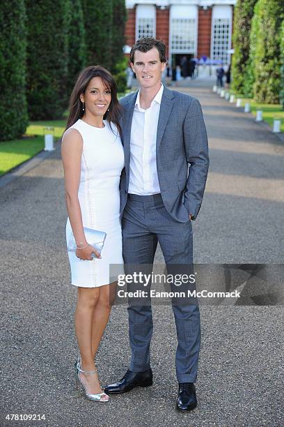 Jamie Murray and Alejandra Gutierrez attend the Vogue and Ralph Lauren Wimbledon party at The Orangery on June 22, 2015 in London, England.