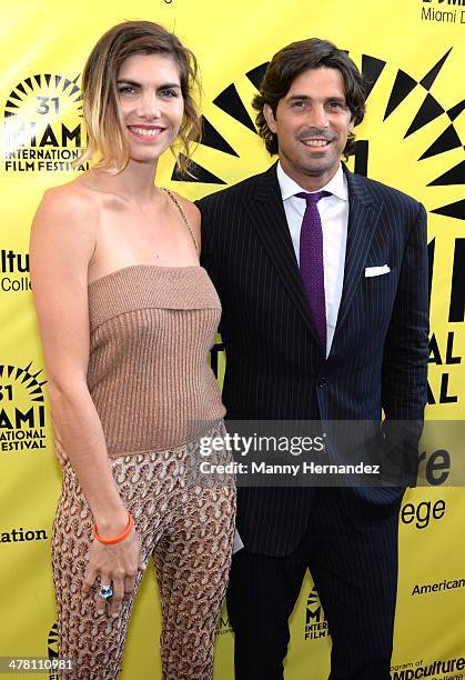 Delfina Blaquier and Nacho Figueras attends "An Unbreakable Bond" premiere during the Miami International Film Festival at Gusman Center for the...