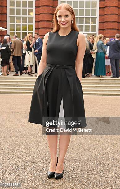 Jessica Chastain attends The Ralph Lauren & Vogue Wimbledon Summer Cocktail Party hosted by Alexandra Shulman and Boris Becker at The Orangery at...