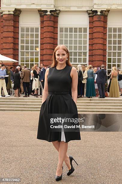 Jessica Chastain attends The Ralph Lauren & Vogue Wimbledon Summer Cocktail Party hosted by Alexandra Shulman and Boris Becker at The Orangery at...