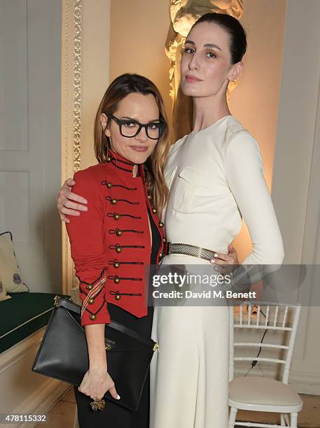 Maria Hatzistefanis and Erin O'Connor attend The Ralph Lauren & Vogue Wimbledon Summer Cocktail Party hosted by Alexandra Shulman and Boris Becker at...