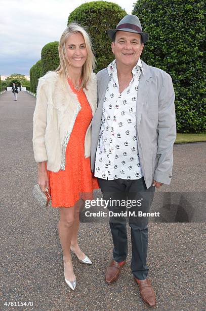 Josie Lindop and Gerry Fox attend The Ralph Lauren & Vogue Wimbledon Summer Cocktail Party hosted by Alexandra Shulman and Boris Becker at The...