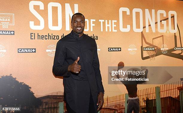 Serge Ibaka attends the 'Son of the Congo. El hechizo de Serge Ibaka' documentary presentation at Callao City Lights Cinema on June 22, 2015 in...