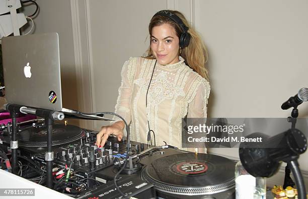 Chelsea Leyland DJs at The Ralph Lauren & Vogue Wimbledon Summer Cocktail Party hosted by Alexandra Shulman and Boris Becker at The Orangery at...