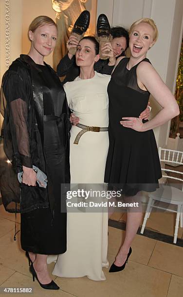 Jade Parfitt, Erin O'Connor, Katie Grand and Gwendoline Christie attend The Ralph Lauren & Vogue Wimbledon Summer Cocktail Party hosted by Alexandra...