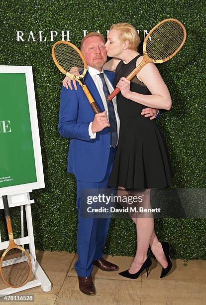 Boris Becker and Gwendoline Christie attend The Ralph Lauren & Vogue Wimbledon Summer Cocktail Party hosted by Alexandra Shulman and Boris Becker at...