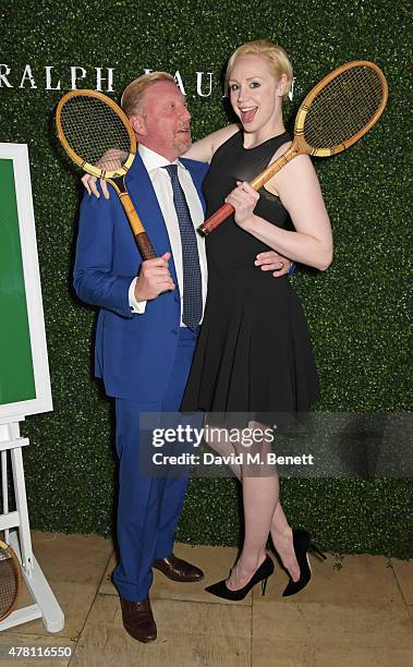 Boris Becker and Gwendoline Christie attend The Ralph Lauren & Vogue Wimbledon Summer Cocktail Party hosted by Alexandra Shulman and Boris Becker at...