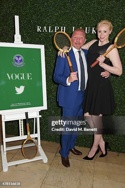 Boris Becker and Gwendoline Christie attend The Ralph Lauren & Vogue Wimbledon Summer Cocktail Party hosted by Alexandra Shulman and Boris Becker at...
