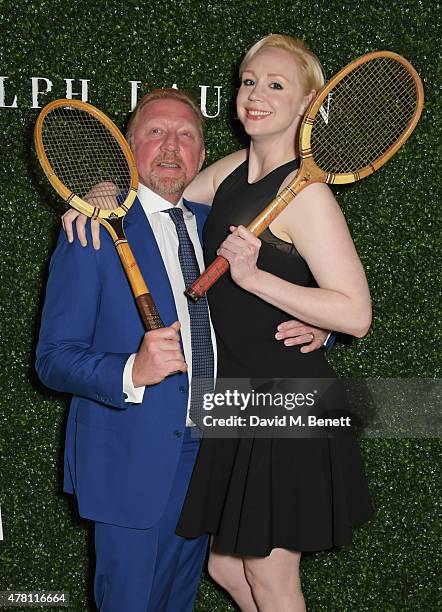 Boris Becker and Gwendoline Christie attend The Ralph Lauren & Vogue Wimbledon Summer Cocktail Party hosted by Alexandra Shulman and Boris Becker at...