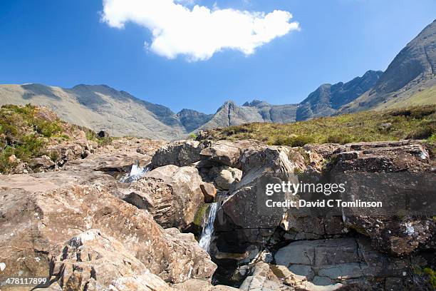 cascades, fairy pools, glenbrittle, skye, scotland - carbost isle of skye stock pictures, royalty-free photos & images