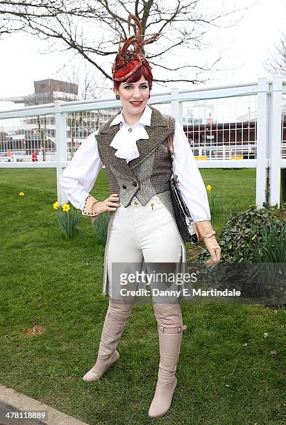 Racegoer attends Ladies Day, day 2 of The Cheltenham Festival at Cheltenham Racecourse on March 12, 2014 in Cheltenham, England.