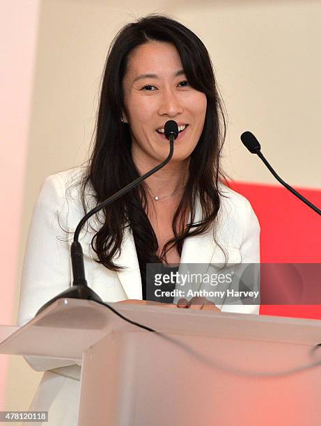 Yoo Jung Ann, Winner of the Transport Design of the Year Award during the Designs of the Year Awards held at the Design Museum on June 22, 2015 in...