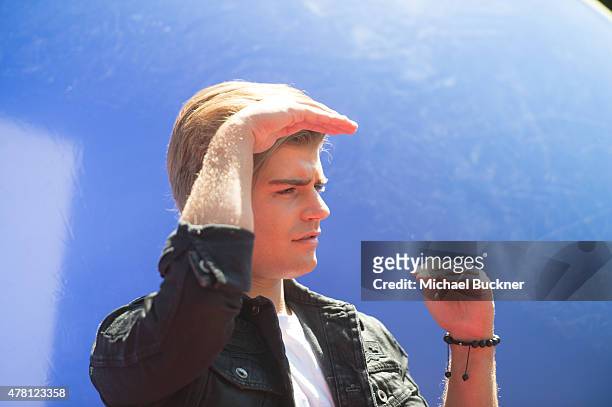 Actor Garrett Clayton attends the premiere of Disney Channel's "Teen Beach 2" at Walt Disney Studios on June 22, 2015 in Burbank, California.