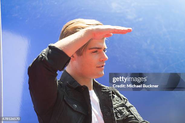 Actor Garrett Clayton attends the premiere of Disney Channel's "Teen Beach 2" at Walt Disney Studios on June 22, 2015 in Burbank, California.