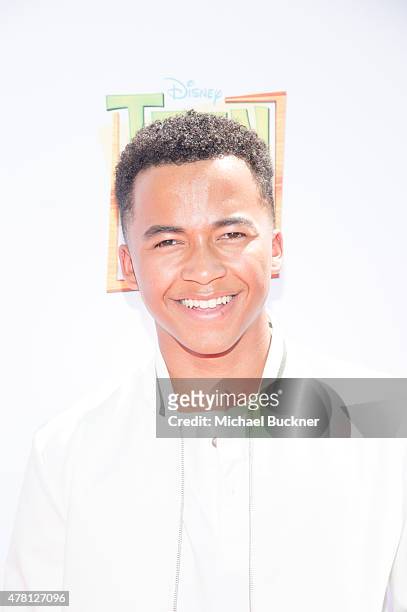 Actor Raymond Cham, Jr. Attends the premiere of Disney Channel's "Teen Beach 2" at Walt Disney Studios on June 22, 2015 in Burbank, California.