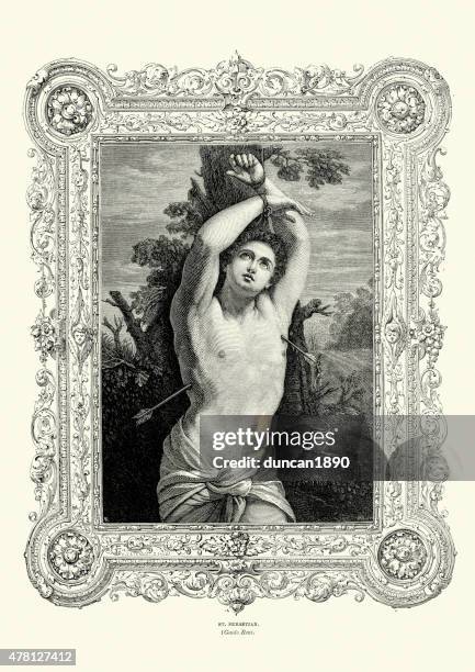 saint sebastian - martyr stock illustrations