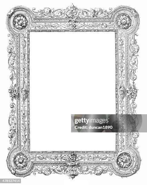 baroque style picture frame - black border stock illustrations