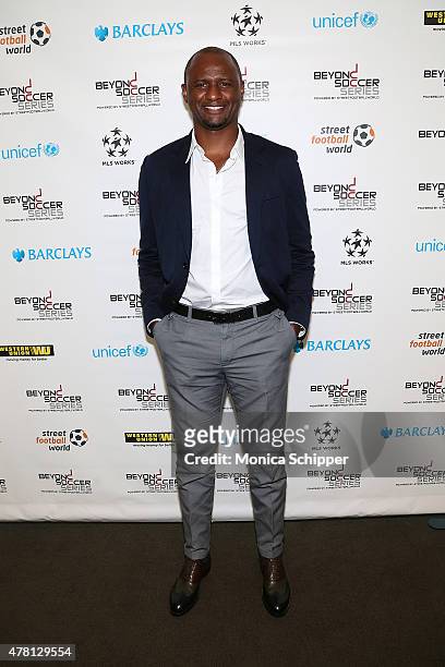 Former professional football player and Western Union Pass Ambassador, Patrick Vieira, attends the Beyond Soccer Series Powered By...