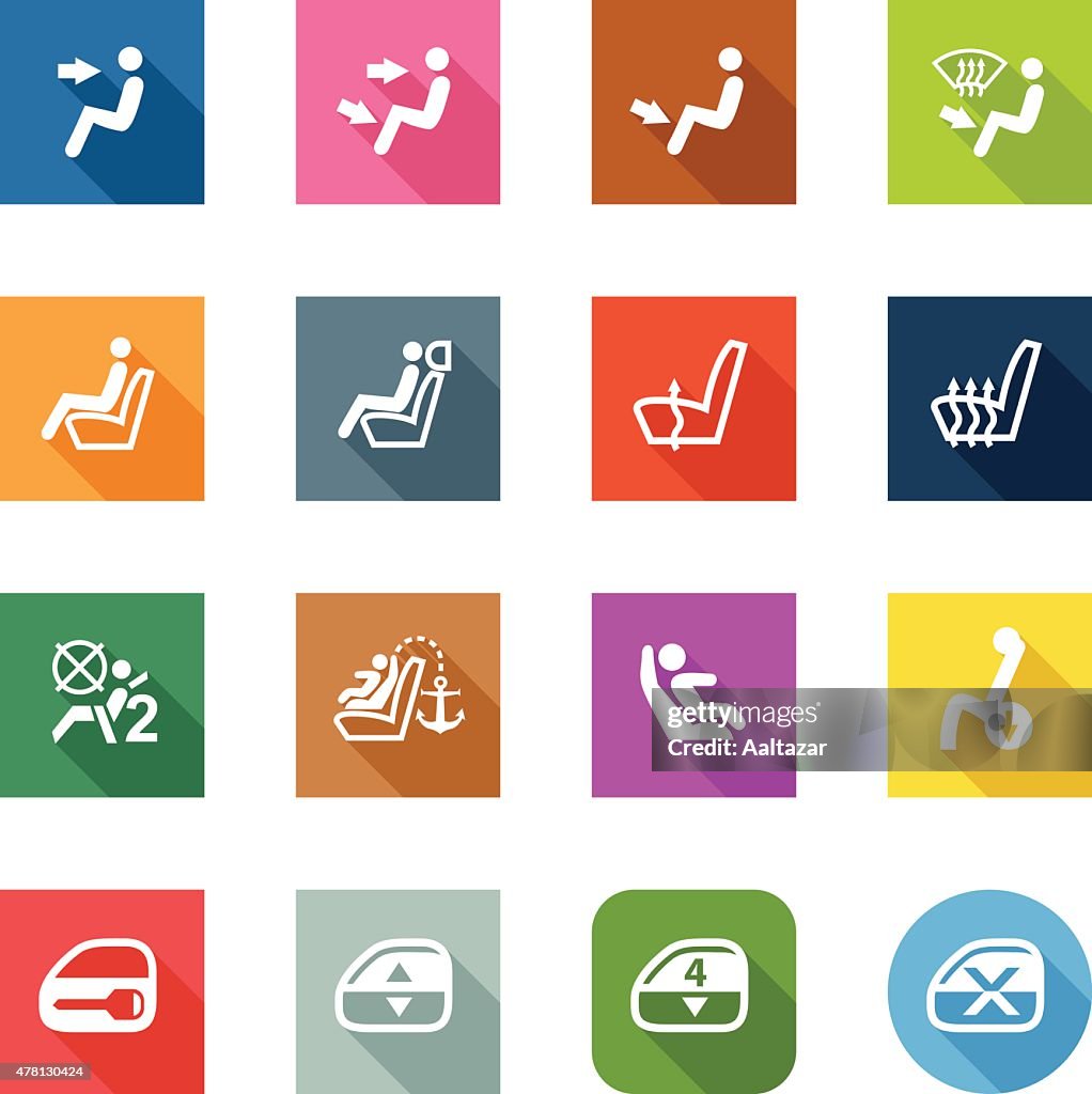 Flat Icons - Car Control Indicators