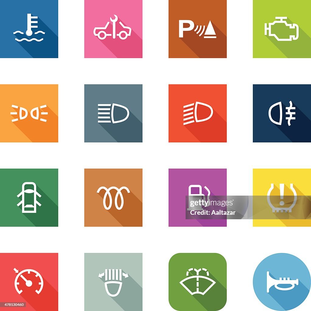 Flat Icons - Car Control Indicators