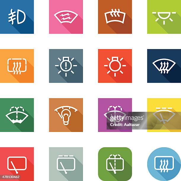 flat icons - car control indicators - car window stock illustrations