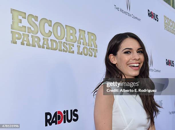 Actress Claudia Traisac attends the premiere of RADiUS and The Weinstein Company's "Escobar: Paradise Lost" at ArcLight Hollywood on June 22, 2015 in...