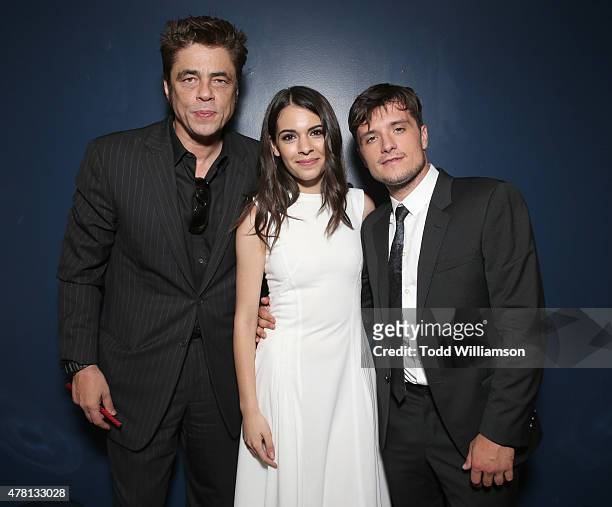 Benicio del Toro, Claudia Traisac and Josh Hutcherson attend RADiUS' Los Angeles Premiere For "Escobar: Paradise Lost," In Partnership With Wood &...