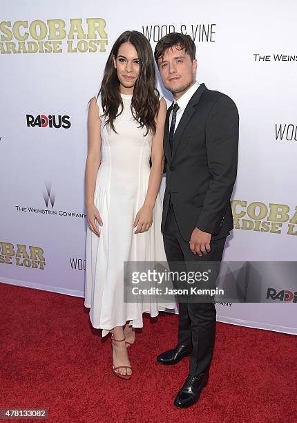 Actress Claudia Traisac and actor Josh Hutcherson attend the premiere of "Escobar: Paradise Lost" at ArcLight Hollywood on June 22, 2015 in...