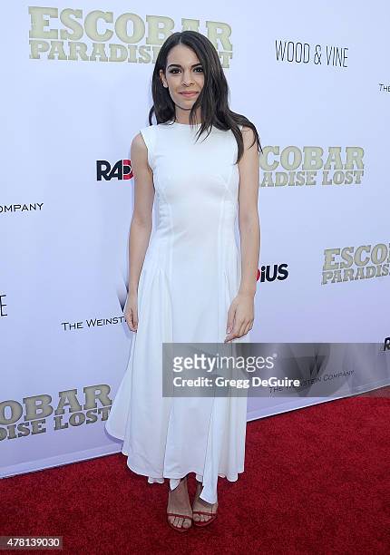 Actress Claudia Traisac arrives at the Los Angeles premiere of "Escobar: Paradise Lost" at ArcLight Hollywood on June 22, 2015 in Hollywood,...