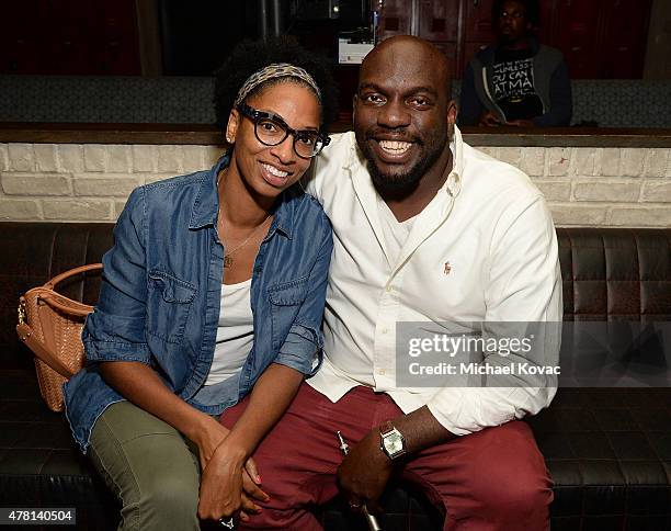 Actors Conisha Dorsey and Omar J. Dorsey attend the Batman: Arkham Knight VIP Launch at The Line Hotel on June 22, 2015 in Los Angeles, California.