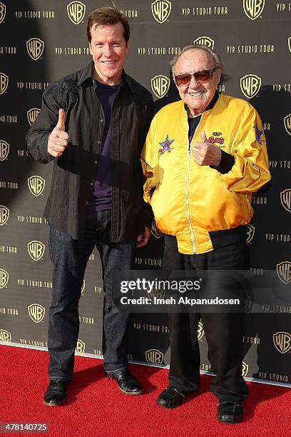 Comedian Jeff Dunham and designer George Barris attend the Warner Bros. VIP Tour 'Meet The Family' Speaker Series at Warner Bros. Tour Center on...