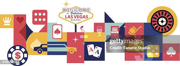 illustrazioni stock, clip art, cartoni animati e icone di tendenza di illustrative collage of casino at las vegas, usa - las vegas