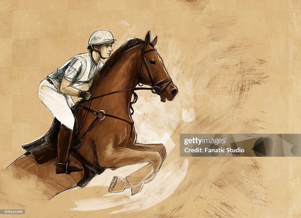 Illustrative image of man riding horse