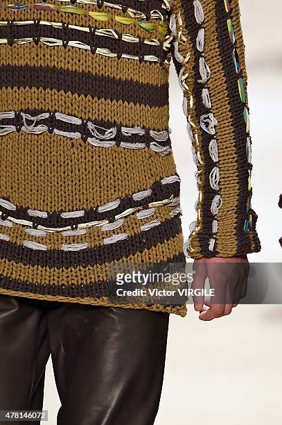 Model walks the runway during the Etro Ready to Wear fashion show as part of Milan Men's Fashion Week Spring/Summer 2016 on June 22, 2015 in Milan,...