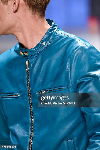 Model walks the runway during the Etro Ready to Wear fashion show as part of Milan Men's Fashion Week Spring/Summer 2016 on June 22, 2015 in Milan,...