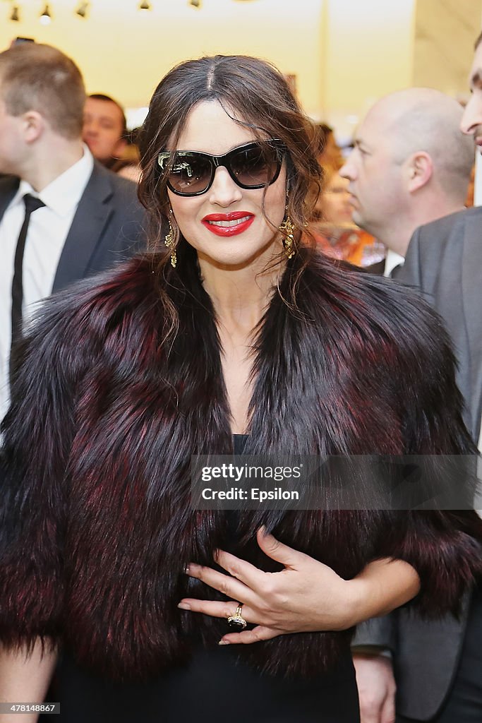Monica Bellucci attends the photocall at Dolce & Gabbana shop at TSUM