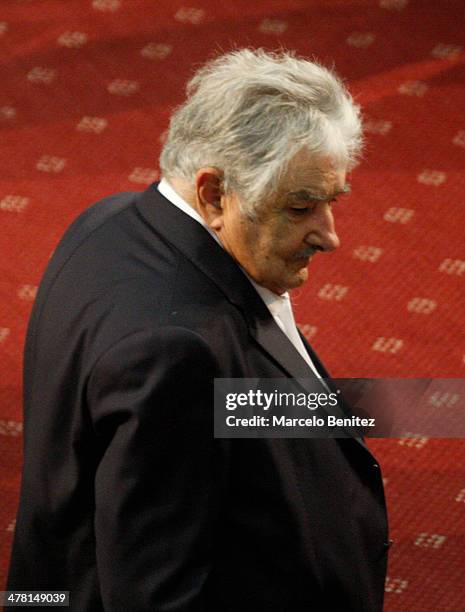 Jose Mujica President of Uruguay during the presidential change in command at Salon de Honor del Congreso de la Nacion on March 11, 2014 in...