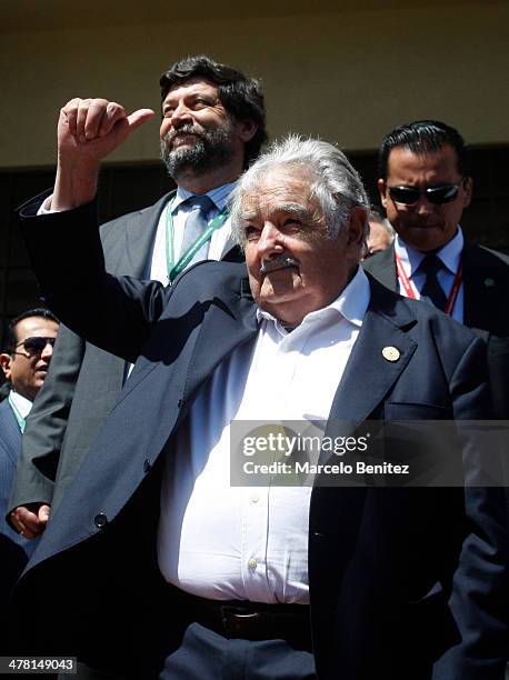 Jose Mujica President of Uruguay during the presidential change in command at Salon de Honor del Congreso de la Nacion on March 11, 2014 in...