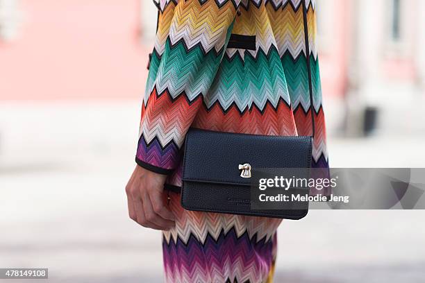 Linda Tol wears a Missoni outfit with a Gianfranco Lotti bag on June 21, 2015 in Milan, Italy.