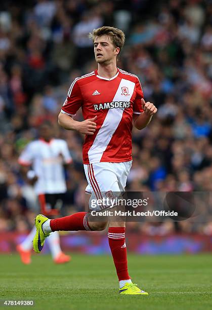 Patrick Bamford of Middlesbrough during the Sky Bet Championship match between Fulham and Middlesbrough at Craven Cottage on April 25, 2015 in...