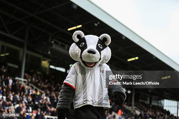 The Fulham mascot, Billy the Badger during the Sky Bet Championship match between Fulham and Brentford at Craven Cottage on April 3, 2015 in London,...