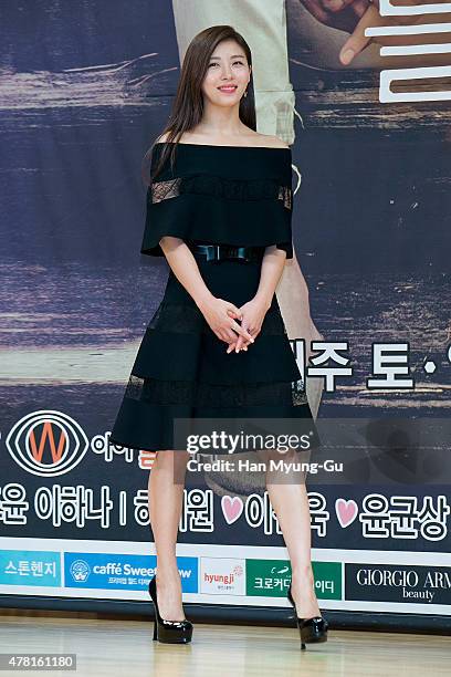 South Korean actress Ha Ji-Won attends the press conference for SBS Drama "The Time We Were Not In Love" at SBS on June 23, 2015 in Seoul, South...