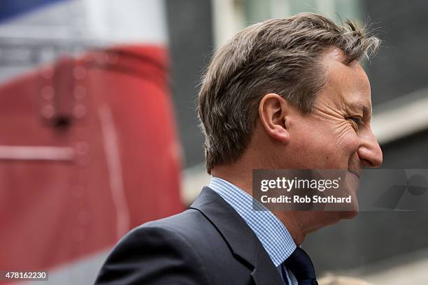 British Prime Minister David Cameron meets with mentors and supporters from StartUp Britain on Downing Street on June 23, 2015 in London, England....