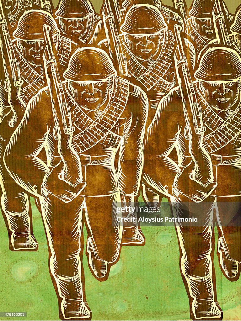 Soldiers marching