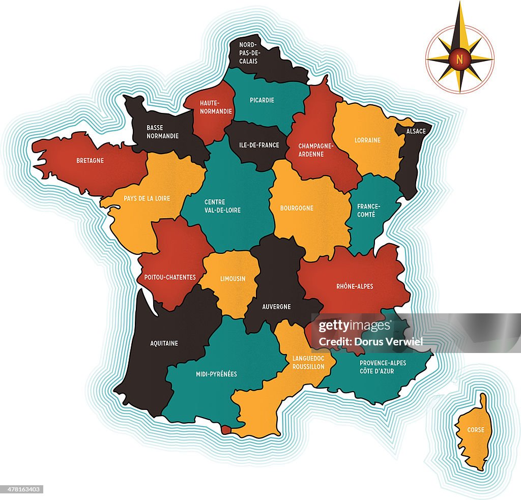A map of France on a white background