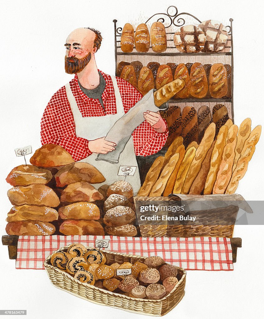 A market vendor that sells bread